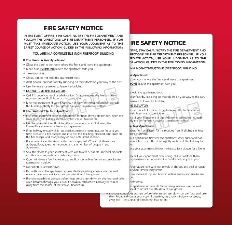 FDNY Fire Safety Notice (Combustible) Vinyl Adhesive | codesignsnyc